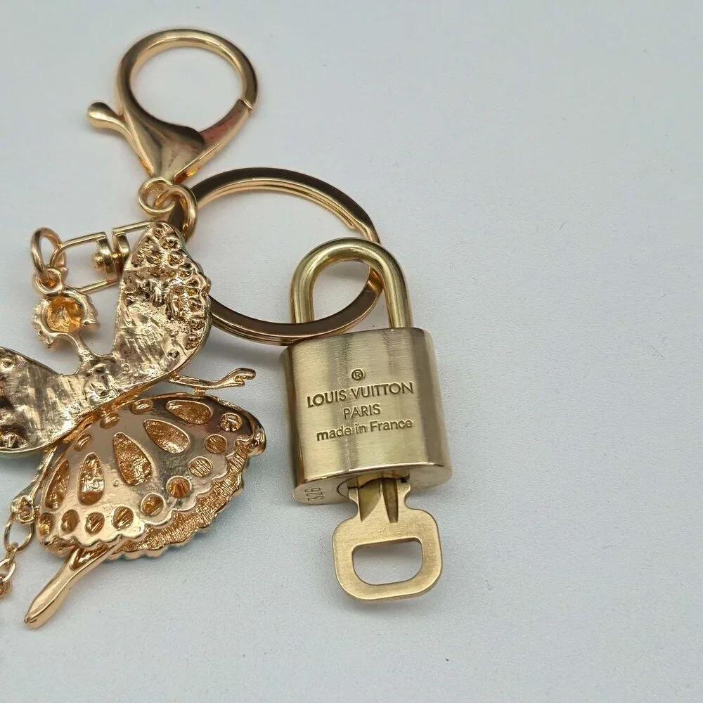 LV Gold Padlock Authentic 🔑 Luxury Bag Charm w/ Unbranded Fairy Keychain